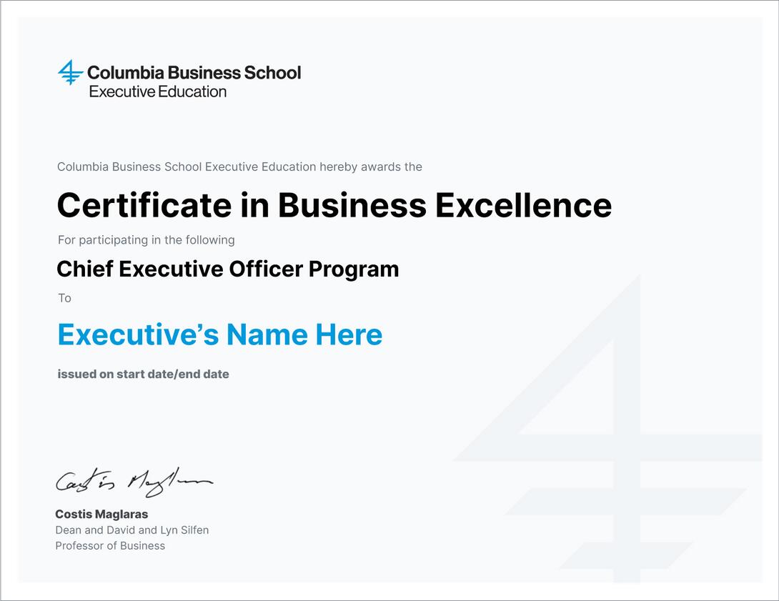 CEO Certificate
